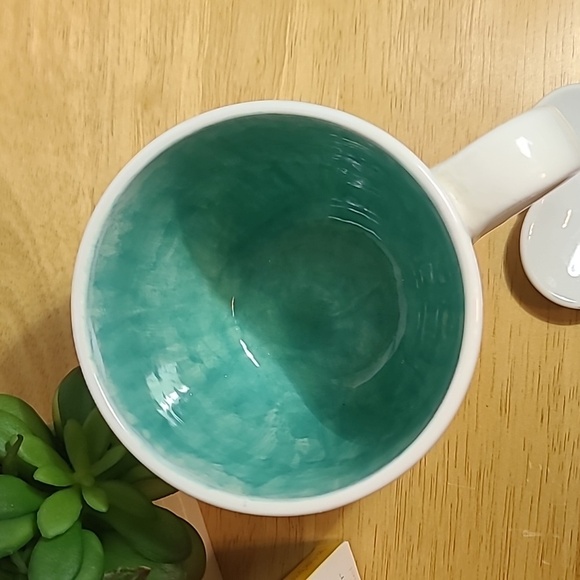 Time for tea Floral studio pottery mug, heart tea Pat with tea infuser - Picture 6 of 8